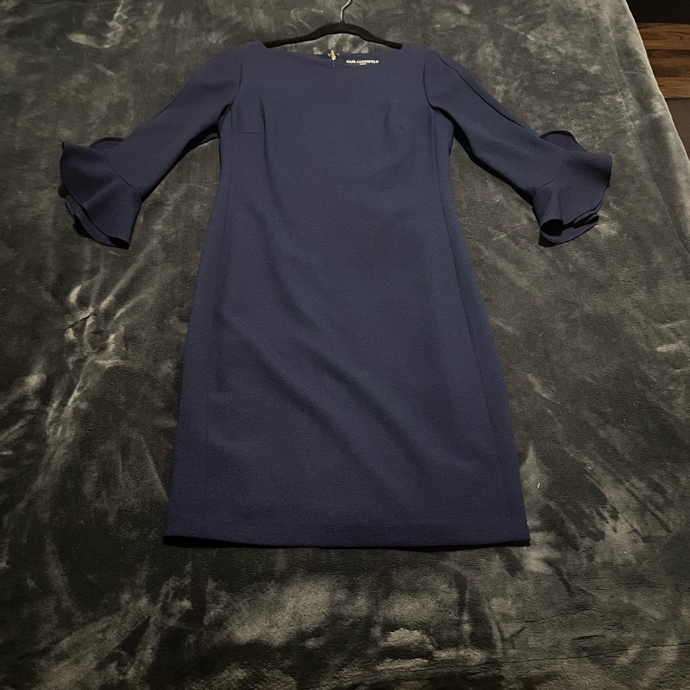 Navy Karl Lagerfeld Dress 3/4 Tulip Sleeve